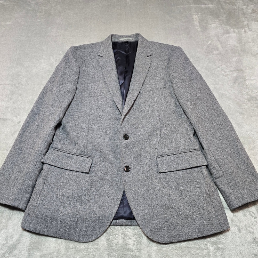 J Crew Ludlow Blazer Mens 40R Grey Wool Moon Tweed Elbow Patches Dark Academia